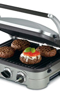 Cuisinart 5 - in - 1 Griddler with Reversible Nonstick Grill and Griddle Plates, Silver (CGR - 4NEC) - with | Sold by Uncle Wiener's Wholesale