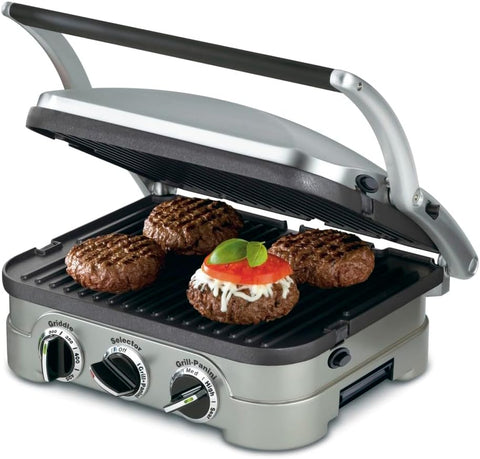 Cuisinart 5 - in - 1 Griddler with Reversible Nonstick Grill and Griddle Plates, Silver (CGR - 4NEC) - with | Sold by Uncle Wiener's Wholesale