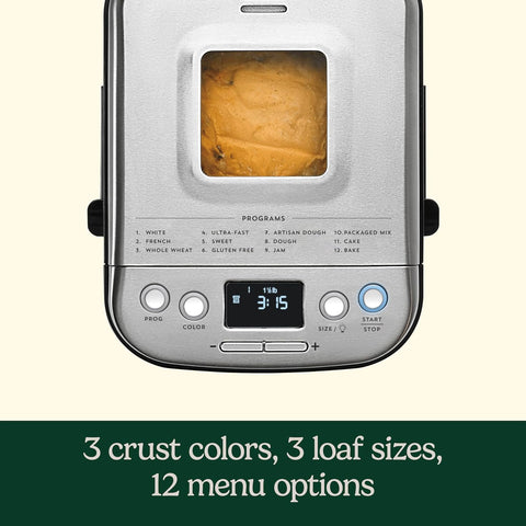Cuisinart Bread Maker Machine, Compact and Automatic, Customizable Settings, Up to 2lb Loaves, CBK - 110NAS - with Silver,Black | Sold by Uncle Wiener's Wholesale