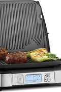 Cuisinart Contact Griddler with Smoke - Less Mode, 175° - 450°F with Sear Function, LCD Display, Silver (GR - 6SC) - with | Sold by Uncle Wiener's Wholesale