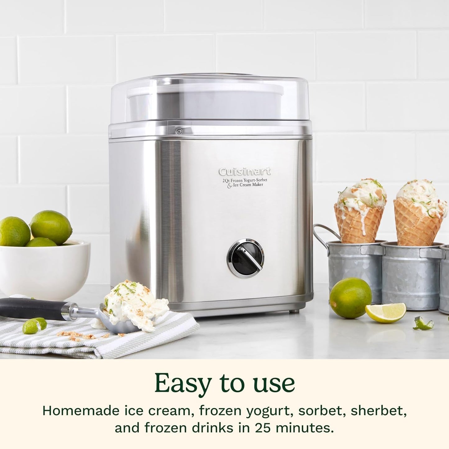 Cuisinart Pure Indulgence Frozen Yogurt - Ice Cream & Sorbet Maker, 2 - Qt Capacity, Silver (ICE - 30WNC), has scratches,photos added - with | Sold by Uncle Wiener's Wholesale