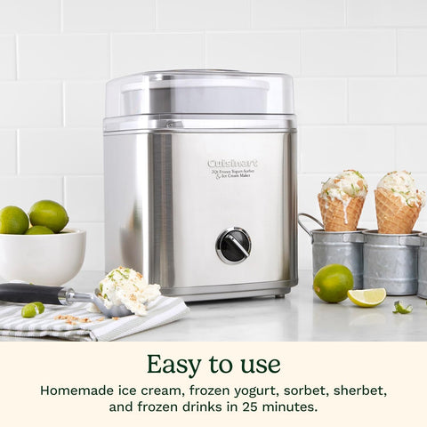 Cuisinart Pure Indulgence Frozen Yogurt - Ice Cream & Sorbet Maker, 2 - Qt Capacity, Silver (ICE - 30WNC), has scratches,photos added - with | Sold by Uncle Wiener's Wholesale
