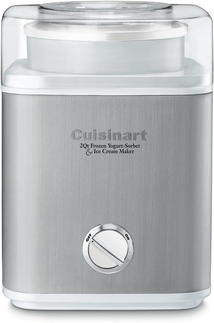 Cuisinart Pure Indulgence Frozen Yogurt - Ice Cream & Sorbet Maker, 2 - Qt Capacity, Silver (ICE - 30WNC), has scratches,photos added - with | Sold by Uncle Wiener's Wholesale