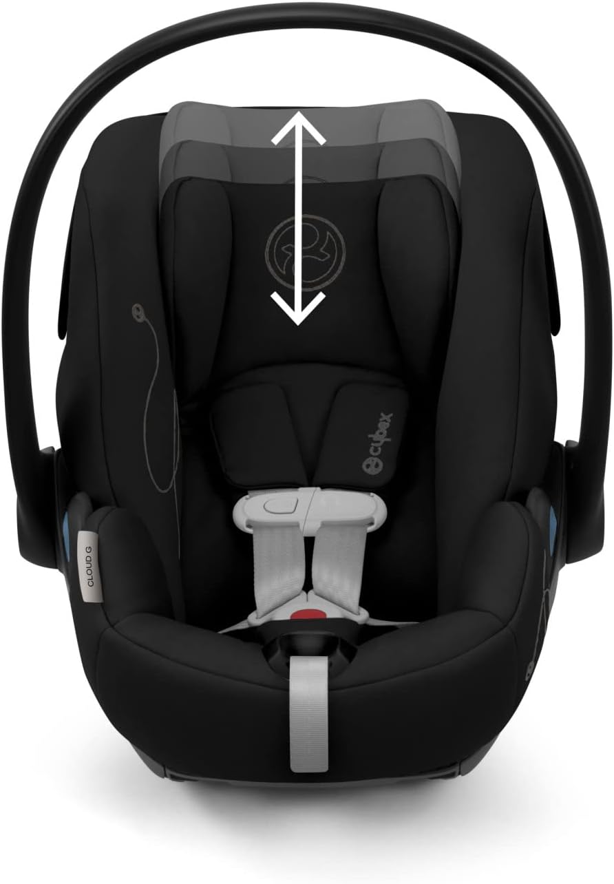 Cybex Cloud G Comfort Extend Infant Car Seat, from Birth to 35lbs, 45% More Recline Outside of Vehicle, One - Click Rigid Latch Install, Load Leg, Linear Side - Impact, Anti - Rebound Base - Moon Black - with | Sold by Uncle Wiener's Wholesale