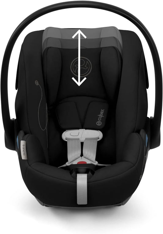 Cybex Cloud G Comfort Extend Infant Car Seat, from Birth to 35lbs, 45% More Recline Outside of Vehicle, One - Click Rigid Latch Install, Load Leg, Linear Side - Impact, Anti - Rebound Base - Moon Black - with | Sold by Uncle Wiener's Wholesale