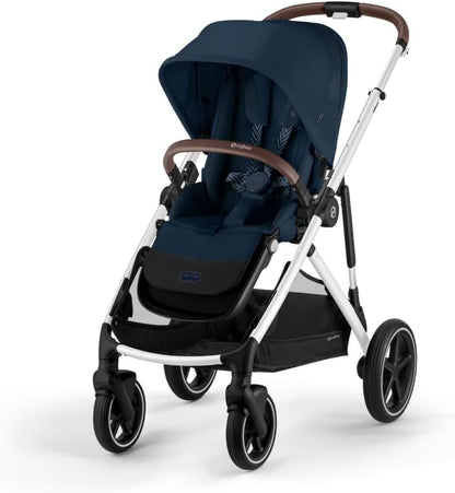 Cybex Gazelle S 2 Stroller – Modular Double Stroller for Infant and Toddler, Includes Detachable Shopping Basket, Over 20+ Configurations, Folds Flat for Easy Storage - Ocean Blue/Silver Frame - with | Sold by Uncle Wiener's Wholesale
