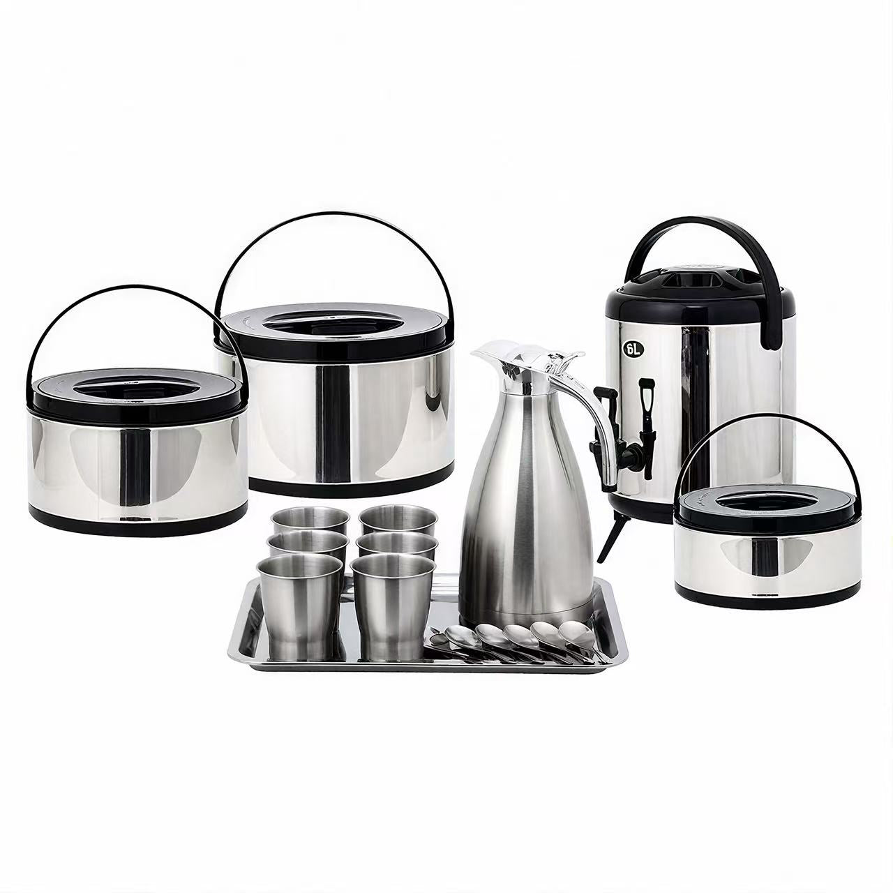 19-Piece Stainless Steel Outdoor Camping Cookware Set with Food Jar TK923