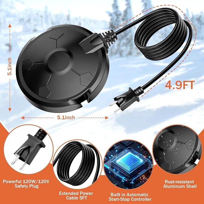 Daoeny 120W Bird Bath Heater – Thermostatic Outdoor Birdbath Deicer, Full-Covered Aluminum Water Heater for Winter - Garden & Landscaping with | Sold by Uncle Wiener's Wholesale