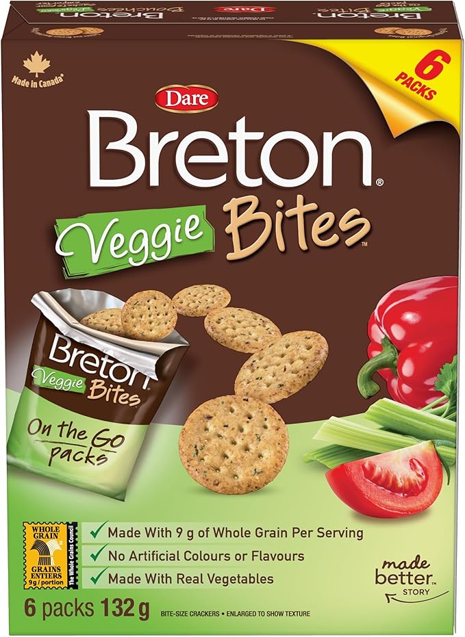Dare Breton Veggie Bites Snack Pack Crackers - with | Sold by Uncle Wiener's Wholesale