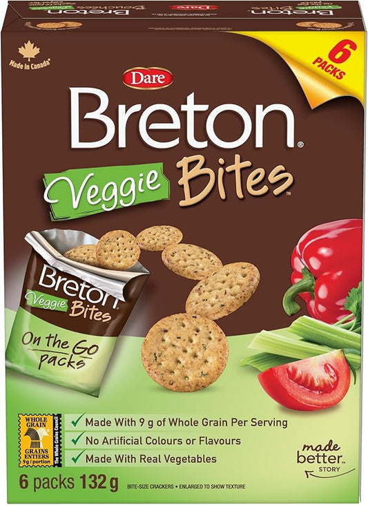 Dare Breton Veggie Bites Snack Pack Crackers - with | Sold by Uncle Wiener's Wholesale