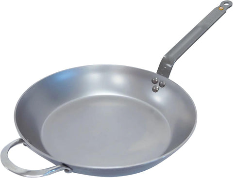 De Buyer MINERAL B Carbon Steel Fry Pan - 14” Diameter, 10.25” Cooking Surface - Ideal for Searing, Sauteing & Reheating - PFAS, PFOA & PFOS Free - Made in France - with Silver | Sold by Uncle Wiener's Wholesale