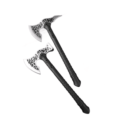 Decorative Fantasy Style Axe with Black Handle and Patterned Blade AXE399 - with | Sold by Uncle Wiener's Wholesale