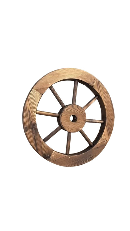 Decorative Wooden Garden Wagon Wheels – Rustic Burnt Wood Outdoor Décor in 24", 32", 36", 42", 48" Sizes - Garden & Landscaping with 12 Inch | Sold by Uncle Wiener's Wholesale