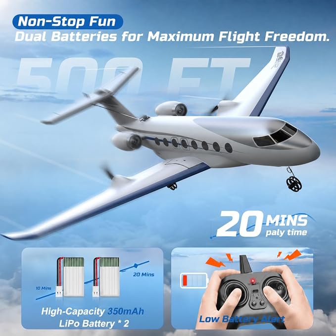 DEERC Z67 RC Airplane – 3-Channel Remote Control Private Jet with 6-Axis Gyro, 2.4GHz Controller, 2 Batteries & EPP Foam, Ready-to-Fly - Toys with | Sold by Uncle Wiener's Wholesale