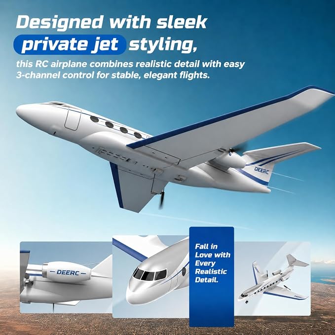 DEERC Z67 RC Airplane – 3-Channel Remote Control Private Jet with 6-Axis Gyro, 2.4GHz Controller, 2 Batteries & EPP Foam, Ready-to-Fly - Toys with | Sold by Uncle Wiener's Wholesale