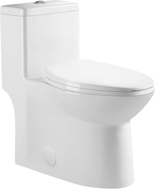 DeerValley Symmetry One Piece Toilet, Dual Flush 1.1/1.6 GPF Elongated Standard Toilet for Bathroom, Toilets with Comfortable Seat Height (Seat Included) (White) - with White | Sold by Uncle Wiener's Wholesale