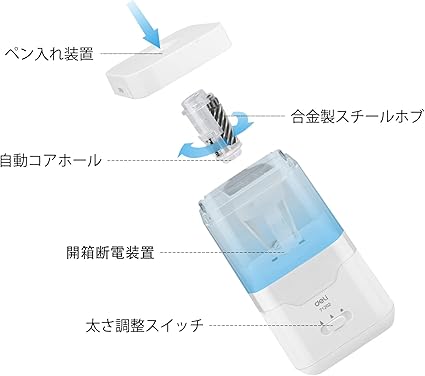 DELI Electric Pencil Sharpener White for Graphite Pencils 6.9mm to 8mm - General Equipment with | Sold by Uncle Wiener's Wholesale