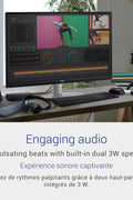 Front view of Dell S2721QS 27" 4K UHD IPS monitor with HDR

Side angle showing ultra-thin bezel design

HDR media playback demo image on Dell monitor

Back panel and ports view of Dell S2721QS