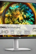 Front view of Dell S2721QS 27" 4K UHD IPS monitor with HDR

Side angle showing ultra-thin bezel design

HDR media playback demo image on Dell monitor

Back panel and ports view of Dell S2721QS