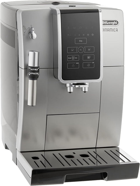 De'Longhi Dinamica Fully Automatic Coffee & Espresso Machine, Iced - Coffee, Premium Adjustable Frother, Burr Grinder + Descaling Solution, Cleaning Brush & Ice Cube Tray, Stainless Steel, ECAM35025SB - with | Sold by Uncle Wiener's Wholesale