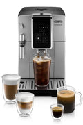 De'Longhi Dinamica Fully Automatic Coffee & Espresso Machine, Iced - Coffee, Premium Adjustable Frother, Burr Grinder + Descaling Solution, Cleaning Brush & Ice Cube Tray, Stainless Steel, ECAM35025SB - OPEN BOX - with | Sold by Uncle Wiener's Wholesale