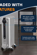 De'Longhi Oil - Filled Radiator Space Heater, Full Room Quiet 1500W, Adjustable Thermostat, 3 Heat Settings, Digital Timer, ECO Energy Saving Mode, Safety Features, Light Gray, Radia S TRRS0715ECA - with | Sold by Uncle Wiener's Wholesale
