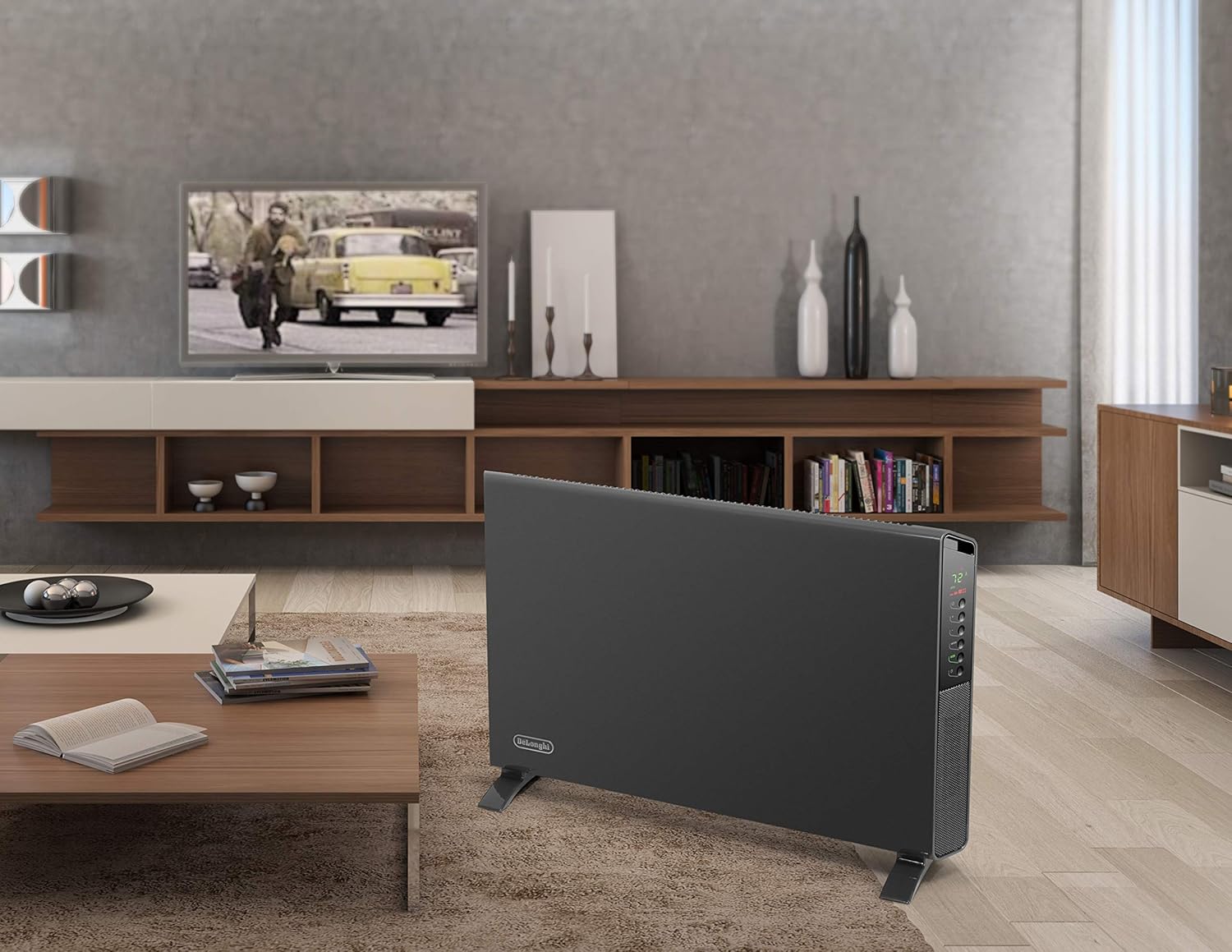 DeLonghi SlimStyle Convection Fan Heater, Asphalt Grey, 1 - with | Sold by Uncle Wiener's Wholesale