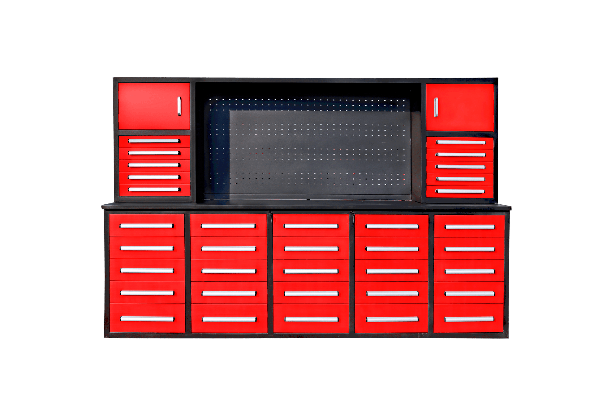 Deluxe 10 FT Tool Workbench & Cabinet System – 35 & 40 - Drawer Heavy - Duty Storage Unit - with Red 35 Drawer | Sold by Uncle Wiener's Wholesale