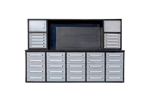 Deluxe 10 FT Tool Workbench & Cabinet System – 35 & 40 - Drawer Heavy - Duty Storage Unit - with Stainless 35 Drawer | Sold by Uncle Wiener's Wholesale