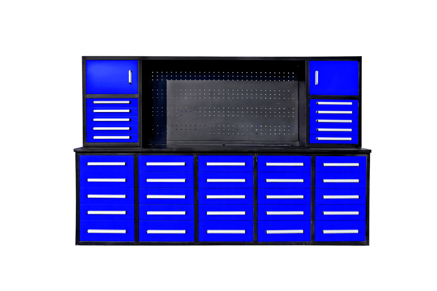 Deluxe 10 FT Tool Workbench & Cabinet System – 35 & 40 - Drawer Heavy - Duty Storage Unit - with Blue 35 Drawer | Sold by Uncle Wiener's Wholesale
