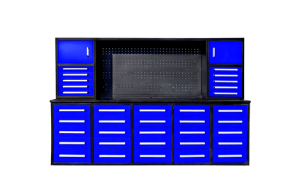 Deluxe 10 FT Tool Workbench & Cabinet System – 35 & 40 - Drawer Heavy - Duty Storage Unit - with Blue 35 Drawer | Sold by Uncle Wiener's Wholesale