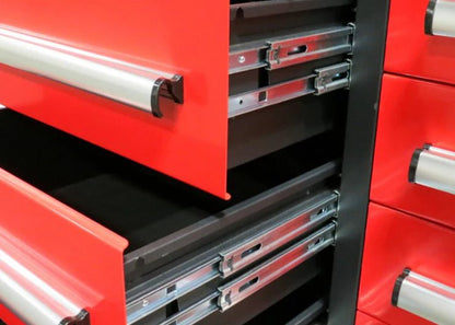 Deluxe 10 FT Tool Workbench & Cabinet System – 40 - Drawer Heavy - Duty Storage Unit - with Red | Sold by Uncle Wiener's Wholesale
