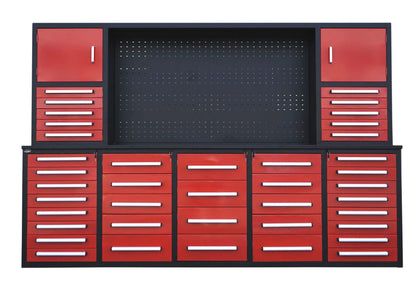 Deluxe 10 FT Tool Workbench & Cabinet System – 40 - Drawer Heavy - Duty Storage Unit - with Blue | Sold by Uncle Wiener's Wholesale