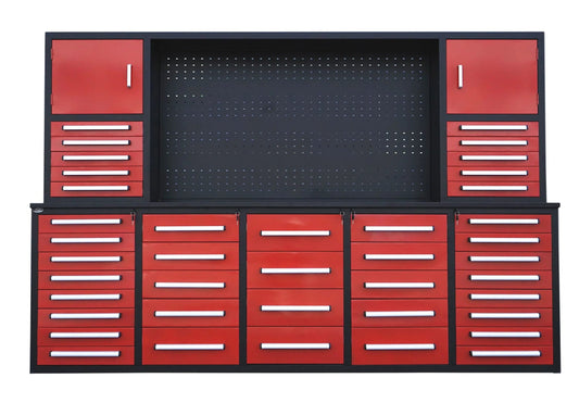 Deluxe 10 FT Tool Workbench & Cabinet System – 40 - Drawer Heavy - Duty Storage Unit - with Blue | Sold by Uncle Wiener's Wholesale