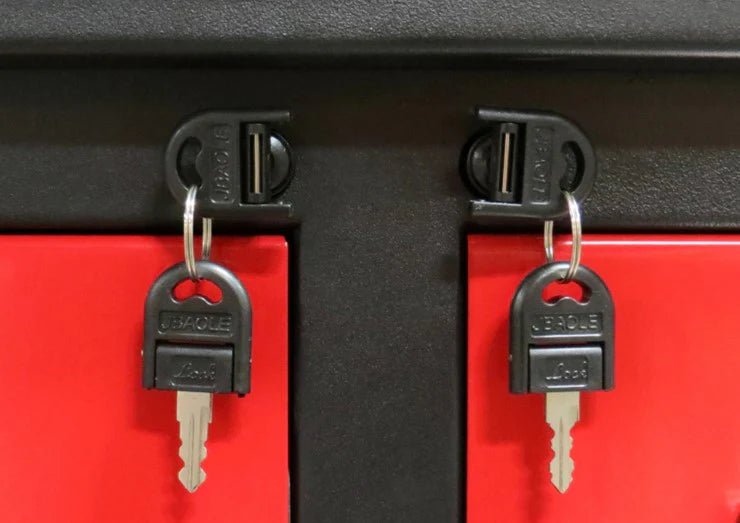 Deluxe 10 FT Tool Workbench & Cabinet System – 40 - Drawer Heavy - Duty Storage Unit - with Red | Sold by Uncle Wiener's Wholesale