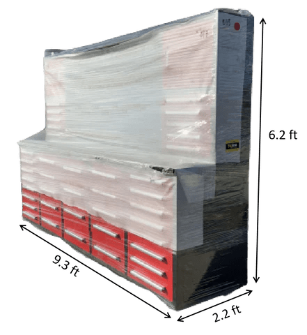Deluxe 10 FT Tool Workbench & Cabinet System – 40 - Drawer Heavy - Duty Storage Unit - with Red | Sold by Uncle Wiener's Wholesale