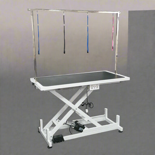 Deluxe Electric Adjustable Pet Grooming Table – Side View

Heavy-Duty Dog Grooming Table with Non-Slip Surface

Electric Lift Grooming Station with Arm Attachments

Pet Grooming Table with Remote Control – Model 1127691

Grooming Table Adjustable Height – Professional Use
