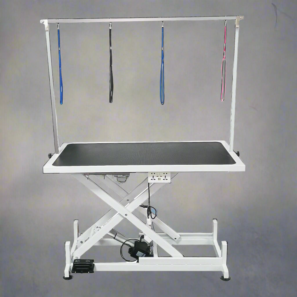 Deluxe Electric Adjustable Pet Grooming Table – Side View

Heavy-Duty Dog Grooming Table with Non-Slip Surface

Electric Lift Grooming Station with Arm Attachments

Pet Grooming Table with Remote Control – Model 1127691

Grooming Table Adjustable Height – Professional Use