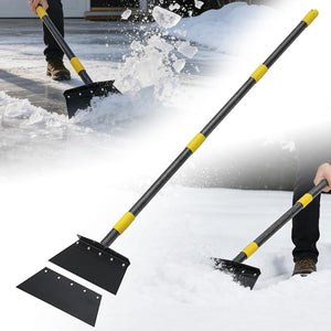DEROFIT 60-Inch Heavy Duty Garden Flat Shovel Scraper with Long Metal Handle – Weed, Ice & Floor Scraper