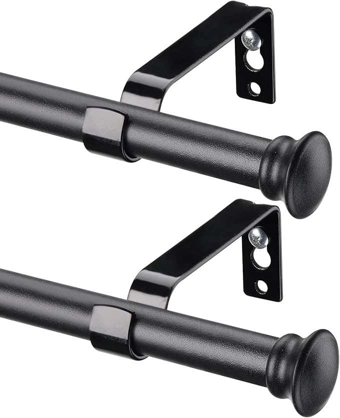 DEROFIT Curtain Rods 2-Pack – Adjustable 66–120 Inch Matte Black Curtain Rod Sets, 5/8-Inch Metal Drapery Rods with Decorative Finials & Mounting Brackets for Windows - Home decor with | Sold by Uncle Wiener's Wholesale