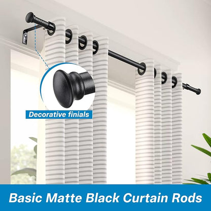 DEROFIT Curtain Rods 2-Pack – Adjustable 66–120 Inch Matte Black Curtain Rod Sets, 5/8-Inch Metal Drapery Rods with Decorative Finials & Mounting Brackets for Windows - Home decor with | Sold by Uncle Wiener's Wholesale