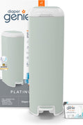 Diaper Genie Platinum Diaper Pail, Sage Green - Made in Durable Stainless Steel and Includes 1 Easy Roll Refill with 18 bags - with | Sold by Uncle Wiener's Wholesale
