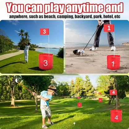 Dieginr 6-Hole Bucket Golf Yard Game Set – Backyard Golf Practice Game with 6 Balls, Flags, Tees & Carry Bag for Adults & Kids - Toys with | Sold by Uncle Wiener's Wholesale