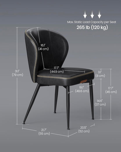 Dining Chairs Set of 2, Upholstered Kitchen Chairs with Synthetic Leather Seat and Mid-Century Modern Design - with White and Black | Sold by Uncle Wiener's Wholesale