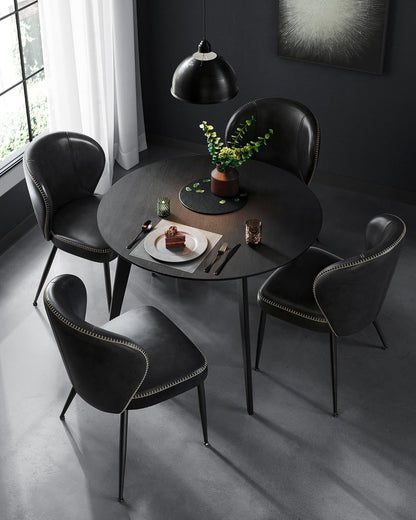 Dining Chairs Set of 2, Upholstered Kitchen Chairs with Synthetic Leather Seat and Mid-Century Modern Design - with White and Black | Sold by Uncle Wiener's Wholesale