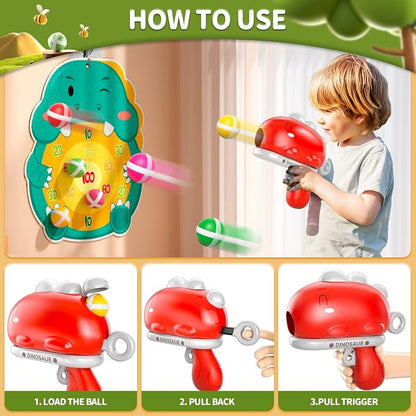 Dinosaur Dart Board Shooting Game – 2 Blaster Set with Foam Darts for Kids Ages 3-8 - Toys with | Sold by Uncle Wiener's Wholesale