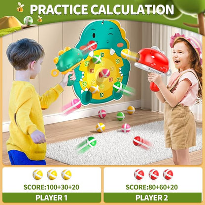Dinosaur Dart Board Shooting Game – 2 Blaster Set with Foam Darts for Kids Ages 3-8 - Toys with | Sold by Uncle Wiener's Wholesale