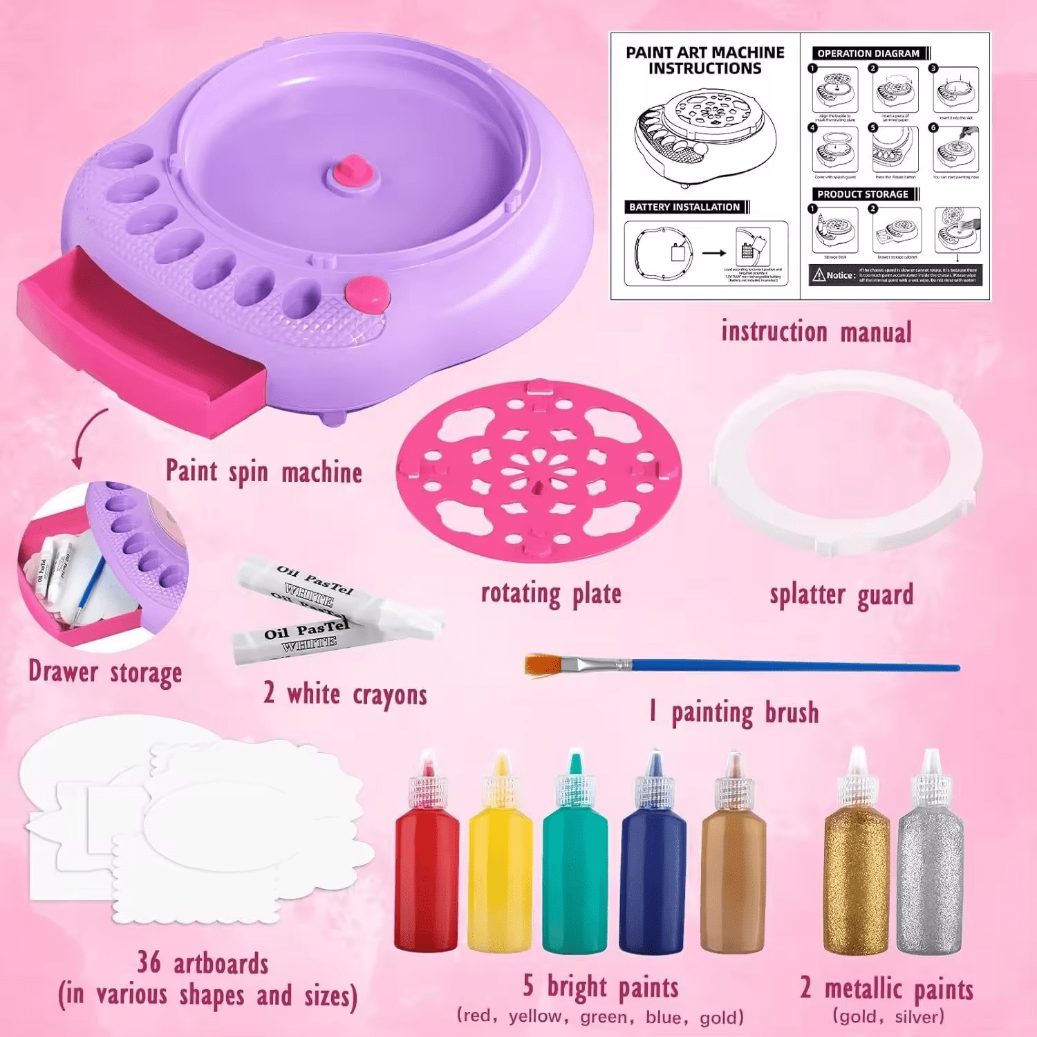DIY Paint Spin Art Machine Kit for Kids – Art Spinner Toy | YS16381125 - with | Sold by Uncle Wiener's Wholesale