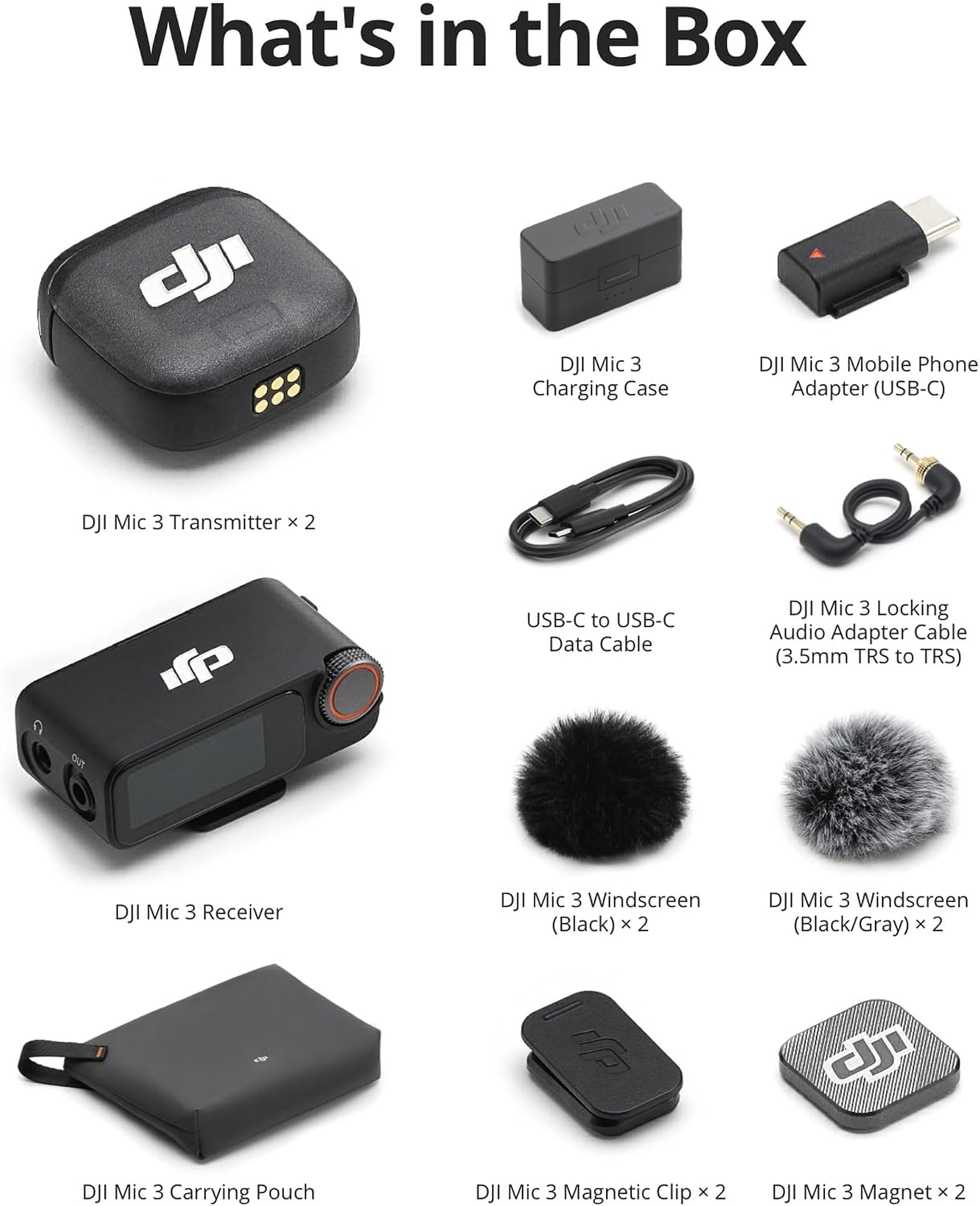 DJI Mic 3 Wireless Microphone System – Dual Transmitters, Receiver & Charging Case for Cameras, Smartphones & Content Creators - Electronics with | Sold by Uncle Wiener's Wholesale