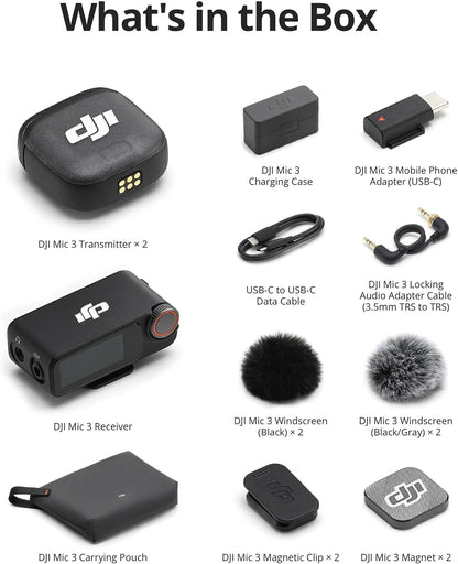 DJI Mic 3 Wireless Microphone System – Dual Transmitters, Receiver & Charging Case for Cameras, Smartphones & Content Creators - Electronics with | Sold by Uncle Wiener's Wholesale
